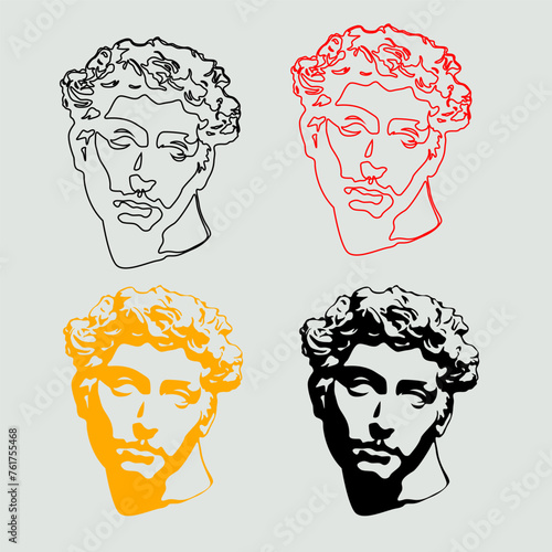 Illustration of an antique statue a trendy aesthetic gypsum portrait for streetwear design