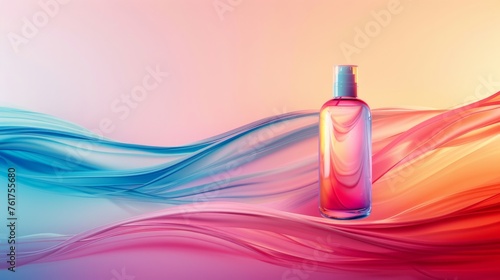 Capture the essence of haircare products in a vibrant digital composition.