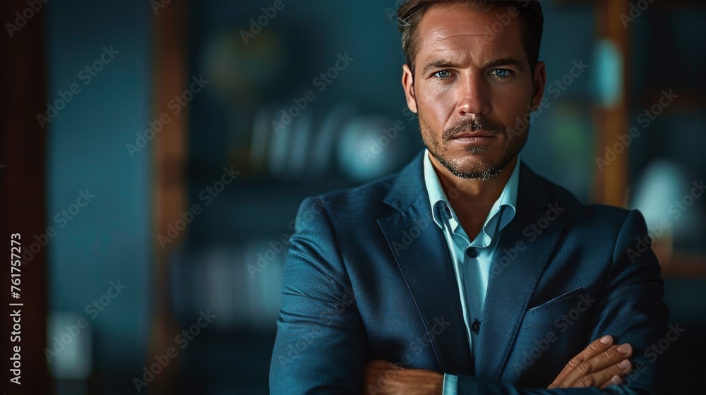 Confident Man Crossing Arms in Suit Confident Man Crossing Arms in Suit