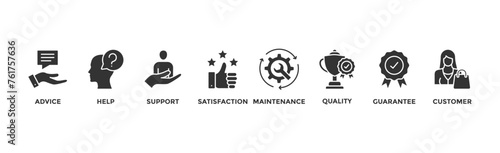 After sales service banner web icon vector illustration concept with icon of advice, help, support, satisfaction, maintenance, quality, guarantee, customer	