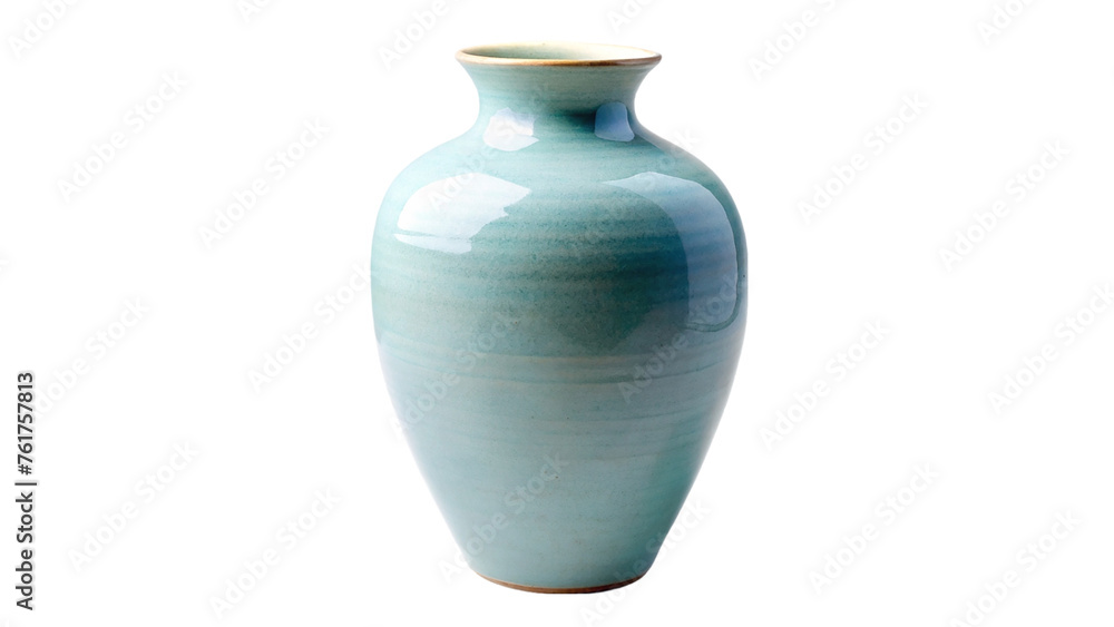 Empty light blue ceramic vase. isolated on transparent background.