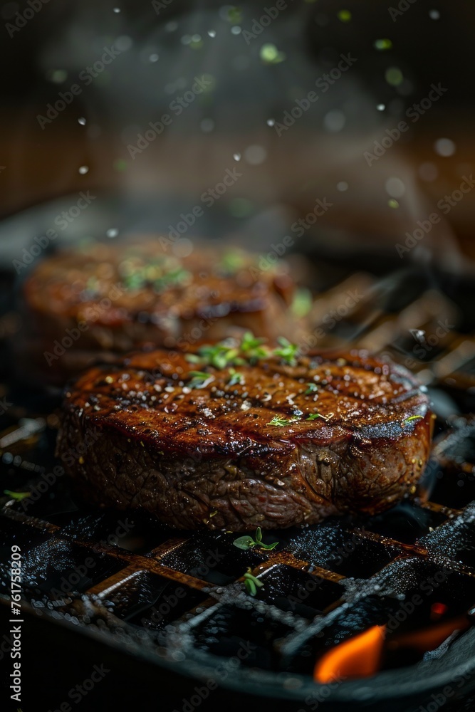 Close-up of a grilled steak. Food concept.