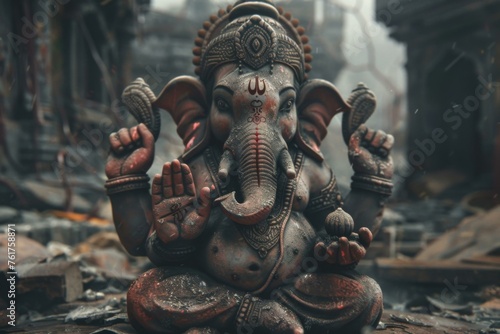 Ganesh the deity of Hindu mythology an epic elephant-headed remover of obstacles