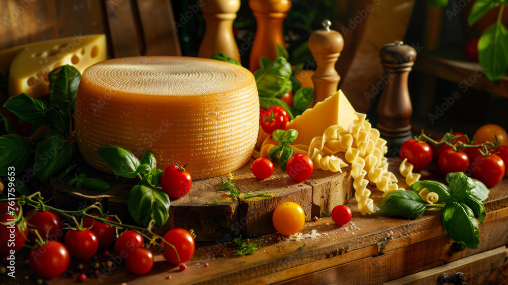 Taste of Italy: Cheese Wheel, Fresh Pasta, Tomatoes, Basil