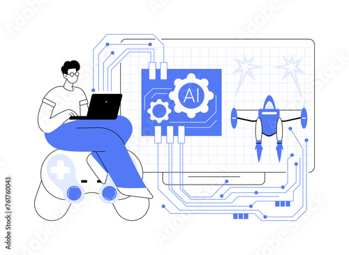 AI-Enhanced Gaming abstract concept vector illustration.