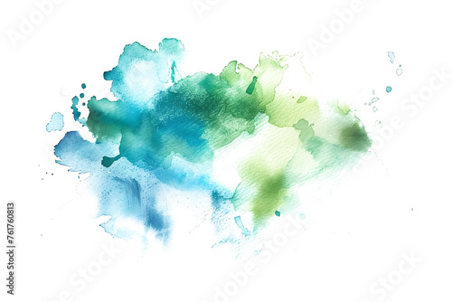 Blue and green watercolor smudging wash on white background.