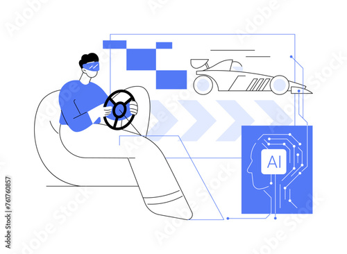 AI-Enhanced Virtual Reality abstract concept vector illustration.