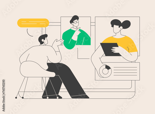 Online meetup abstract concept vector illustration.