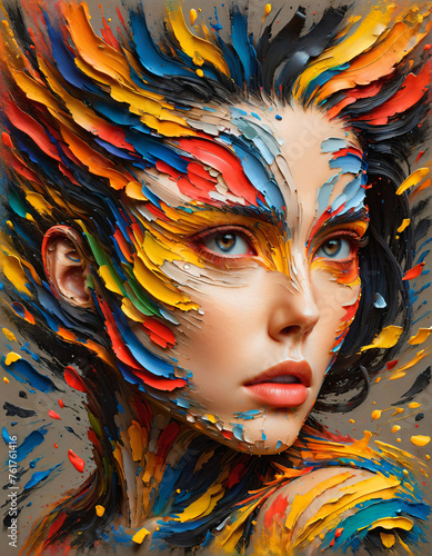 Various colors of oil painting on women's figures