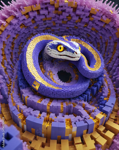 The Golden Purple Snake is made from beautiful pieces joined together.