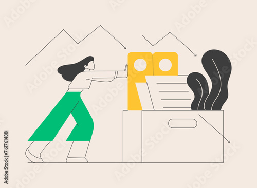 Displaced workers abstract concept vector illustration.