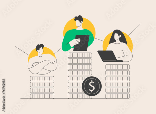 Income inequality abstract concept vector illustration.