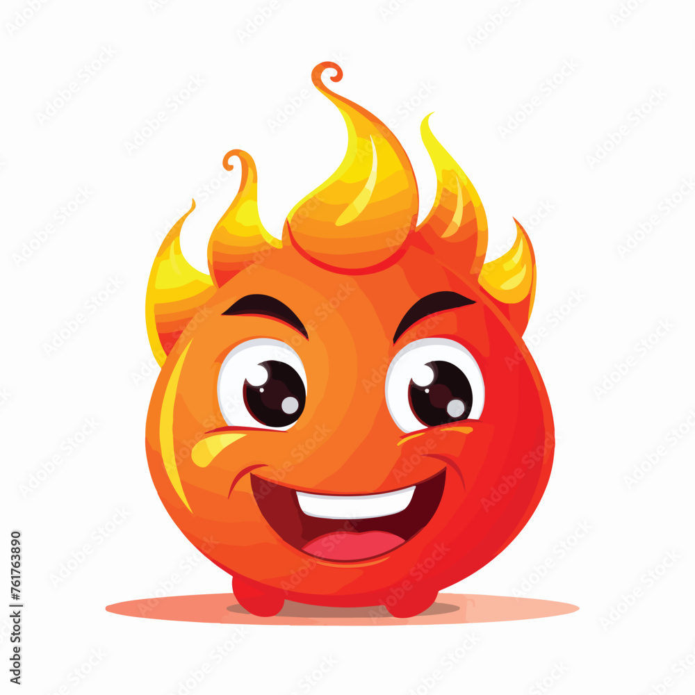 Cute smile fire cartoon character vector art flat 