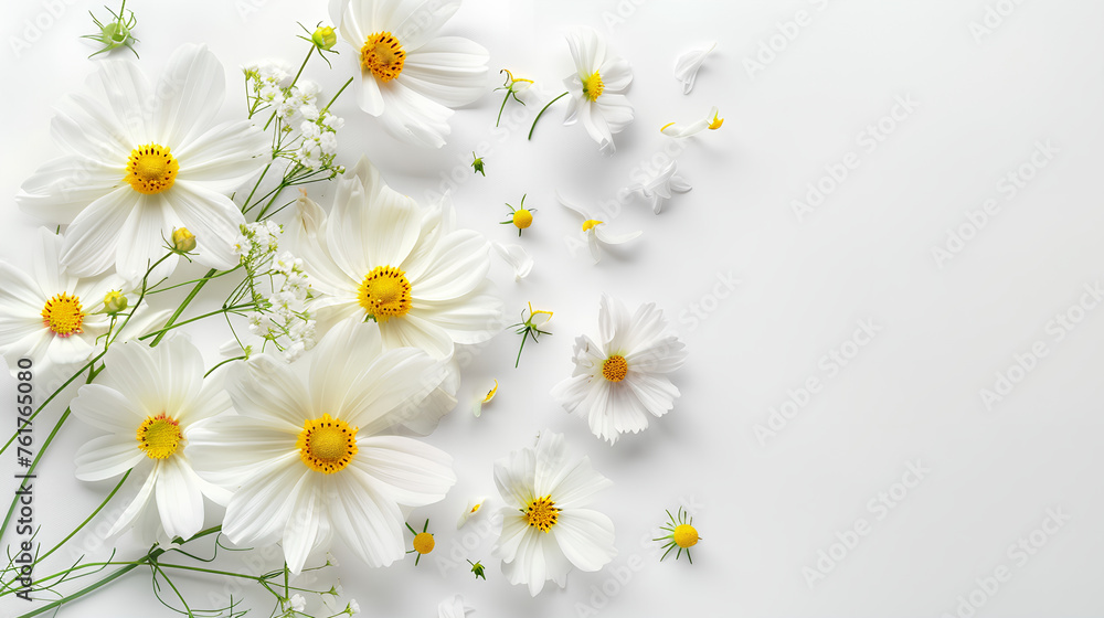 Fototapeta premium FLOWERS ON WHITE BACKGROUND