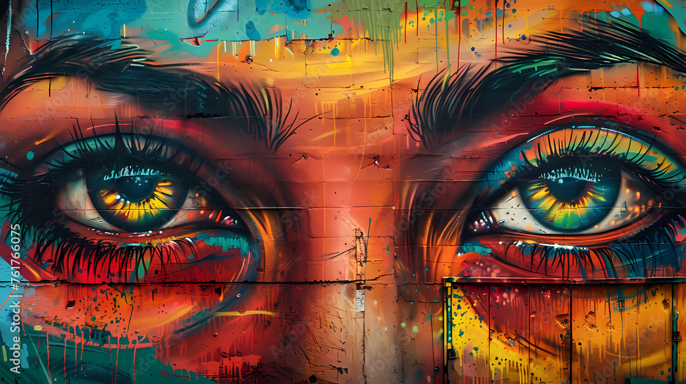 Obraz premium murals and graffiti inspired by the Holi festival on the city's streets