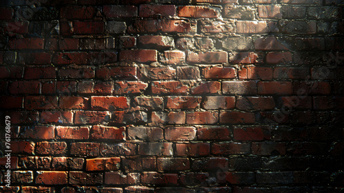 image of a brick wall with a gritty texture, capturing the shadows and highlights that play off the rough surface