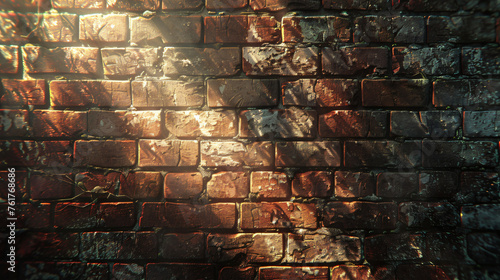 image of a brick wall with a gritty texture  capturing the shadows and highlights that play off the rough surface