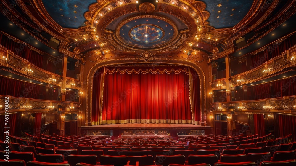 Obraz premium An Empty Theater With Red Curtains and Seats