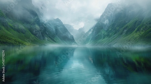 Pristine Lake Surrounded by Green Mountains