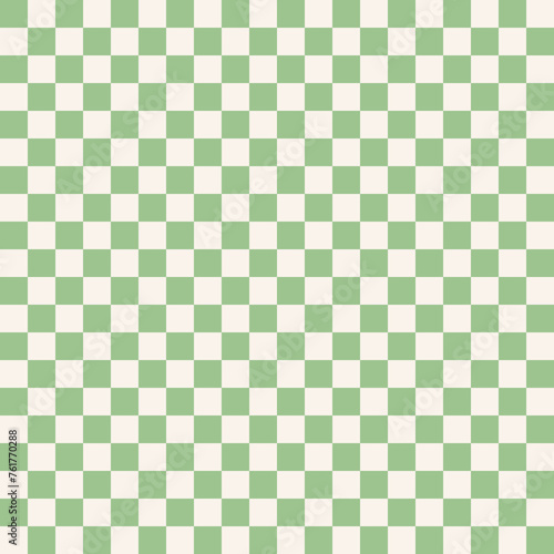 Abstract chess board seamless pattern in green sage colors