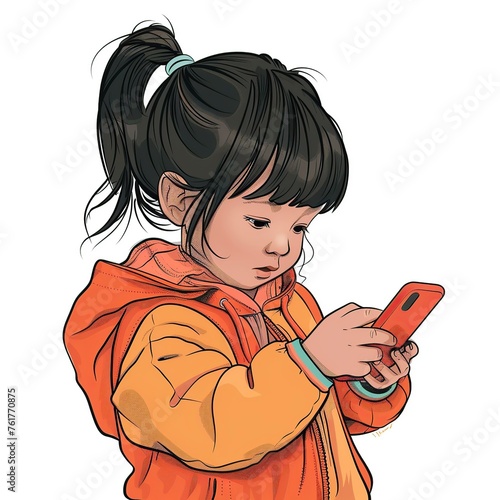 Young Girl Holding Smart phone