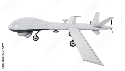 White military unmanned drone isolated on transparent background. 3D illustration