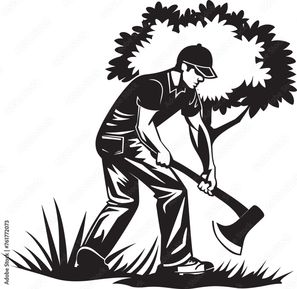Tree Chopping Maestro Badge Axe Master Vector Symbol Tree Chopping Maestro Badge Axe Master Vector Symbol