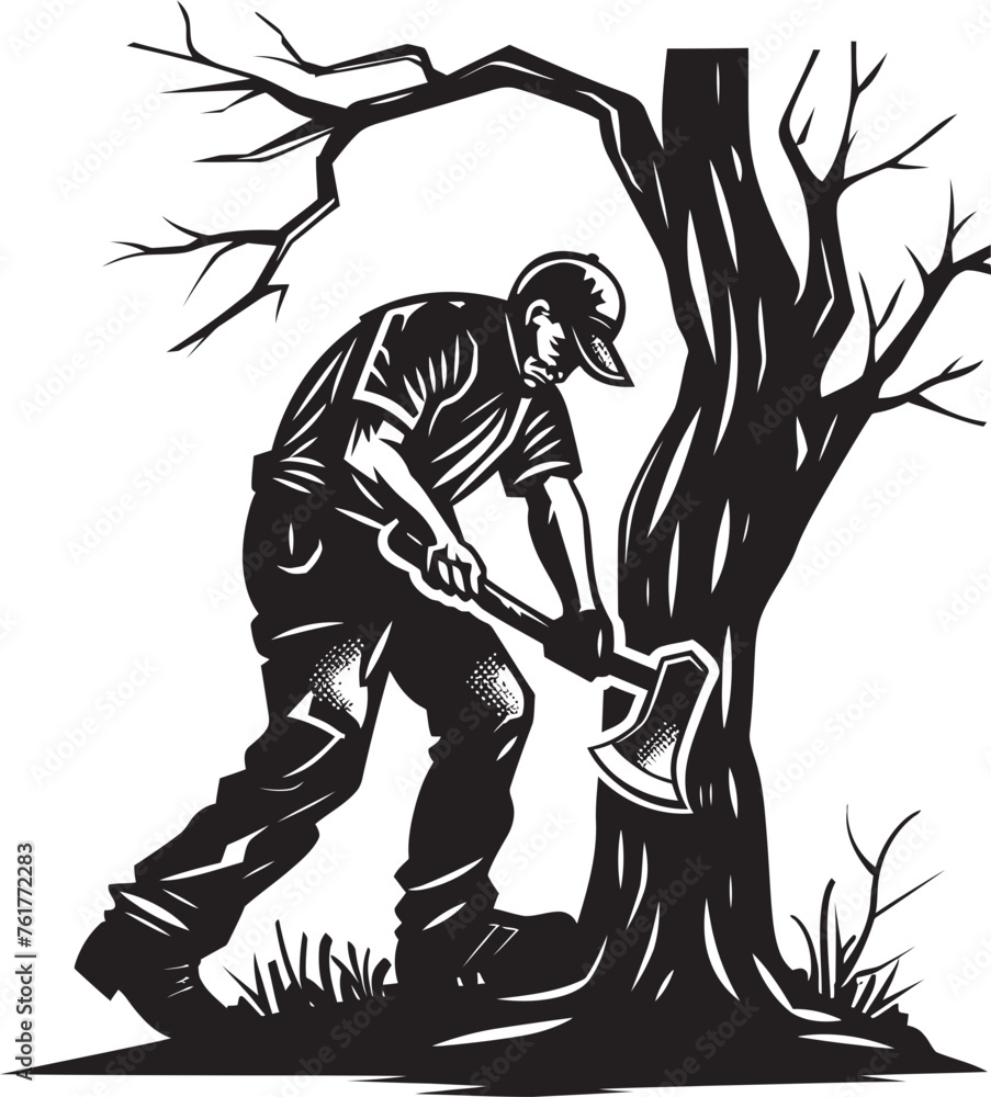Axe Wielding Warrior Badge Arboreal Avenger Crest Axe Wielding Warrior Badge Arboreal Avenger Crest