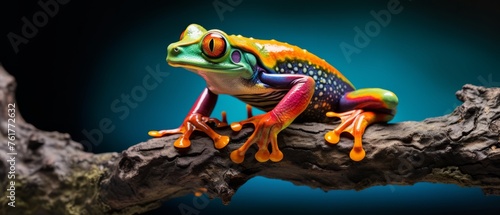 The Colorful frog on a rock