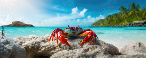 Colorful crab on a tropical beach
