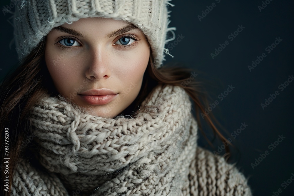 Woman Wearing Green Hat and Scarf Woman Wearing Green Hat and Scarf