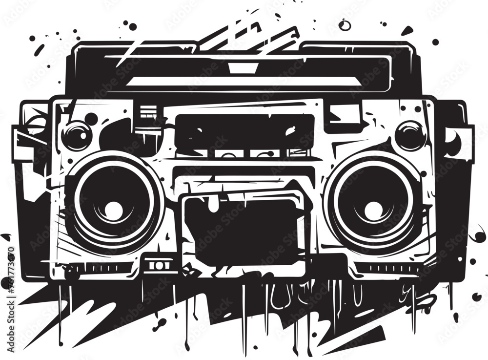 Fototapeta premium Sonic Sensation Mascot Boombox Vector Beatbox Bounce Logo Vector Black