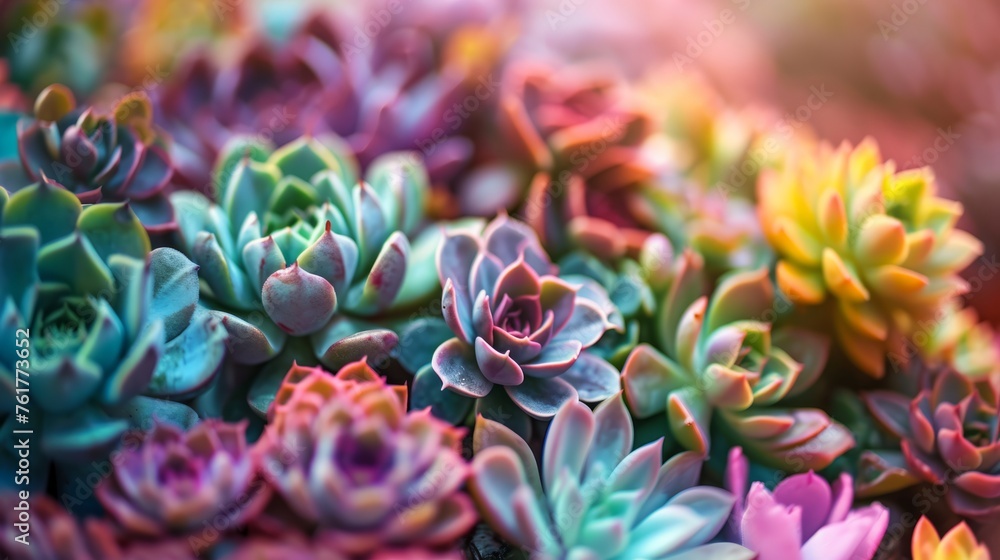 close up of a Multicolored Succulent flowers close up of a Multicolored Succulent flowers