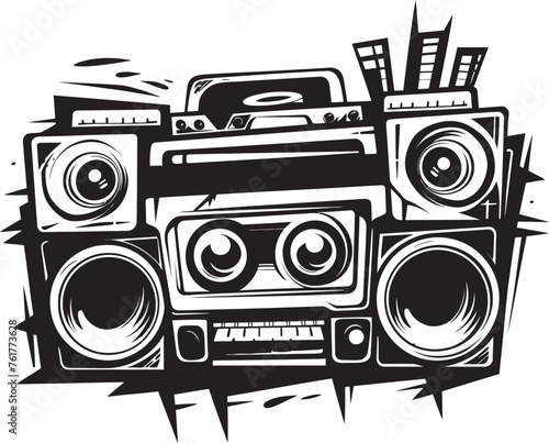 Sonic Symphony Mascot Logo Vector Beatbox Bliss Vector Black Mascot