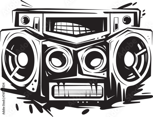 BeatBox Buddy Vector Boombox Icon Retro Rhythms Black Logo Mascot Design