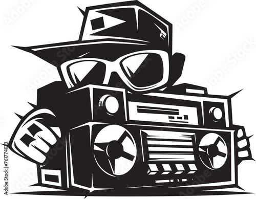 Jambox Jive Black Logo Design Funky Friend Boombox Mascot Emblem
