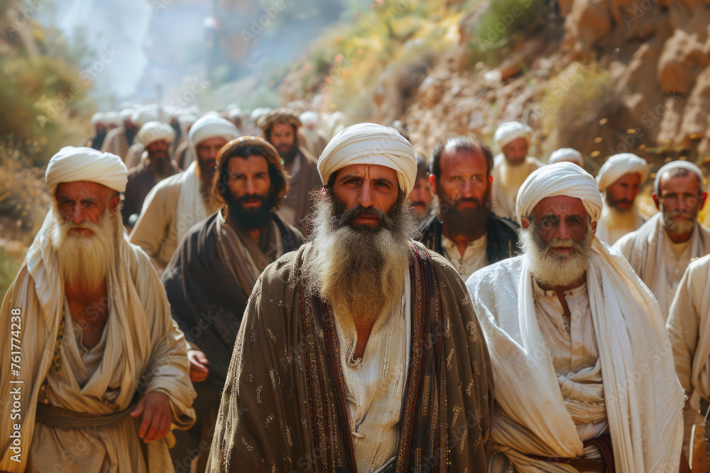 Gathering of Faith, Jewish Men in the Streets of Biblical Times