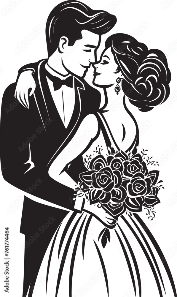 Eternal Harmony Vector Black Logo Design Forever Unity Bride and Groom Iconic Emblem Eternal Harmony Vector Black Logo Design Forever Unity Bride and Groom Iconic Emblem
