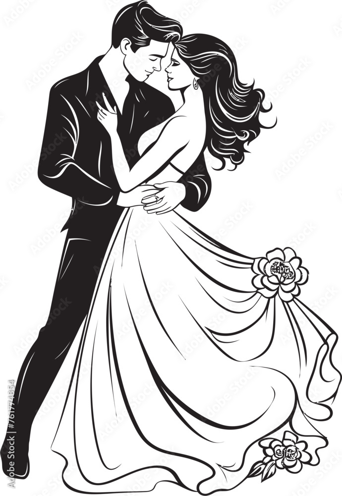 Everlasting Union Bride and Groom Vector Symbol Eternal Bliss Black Logo Design Icon Everlasting Union Bride and Groom Vector Symbol Eternal Bliss Black Logo Design Icon