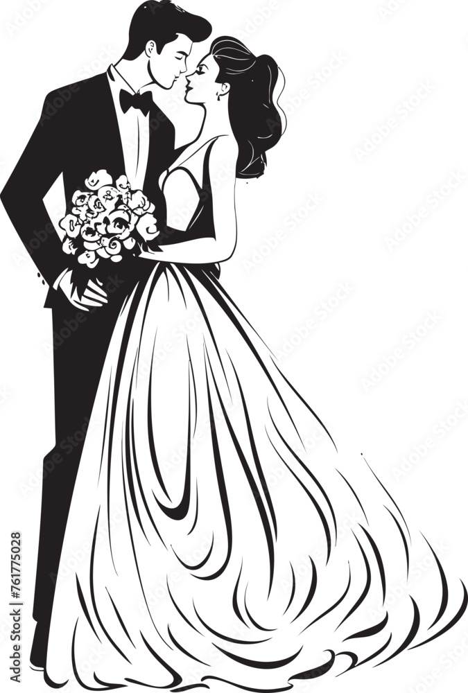 Eternal Joy Bride and Groom Vector Symbol Eternal Vows Black Logo Design Icon Eternal Joy Bride and Groom Vector Symbol Eternal Vows Black Logo Design Icon