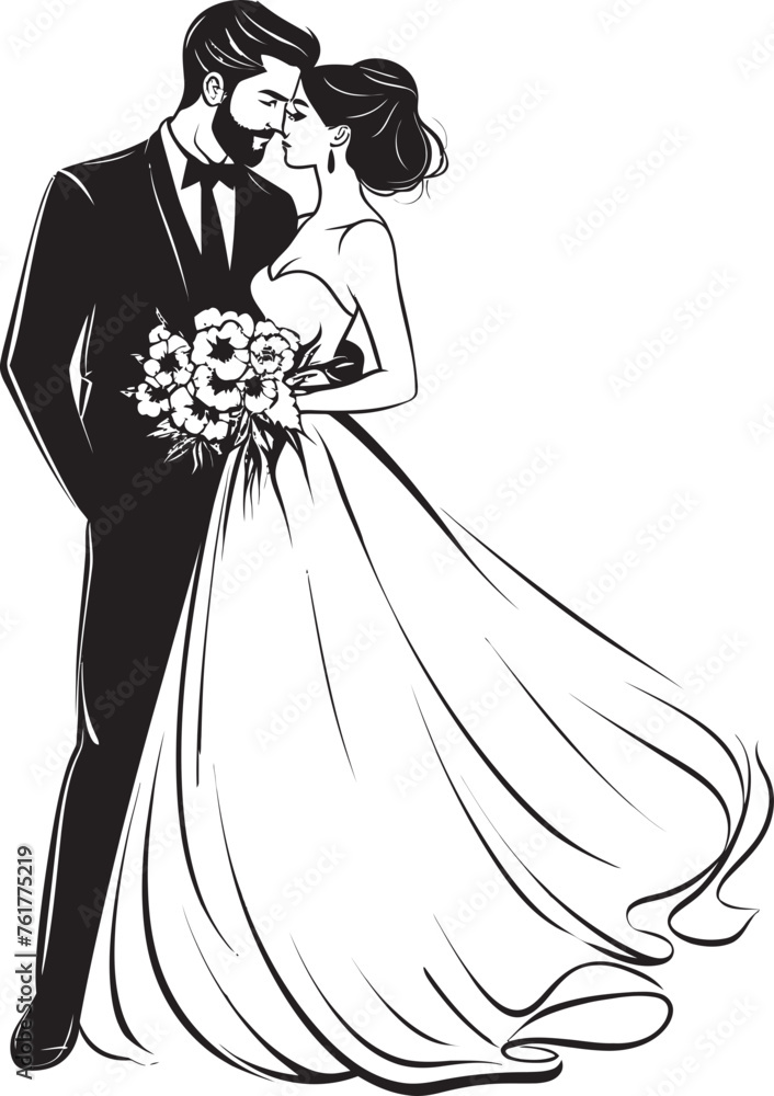 Grooms Bliss Vector Black Logo Emblem Endless Devotion Bride and Groom Iconic Symbol Grooms Bliss Vector Black Logo Emblem Endless Devotion Bride and Groom Iconic Symbol