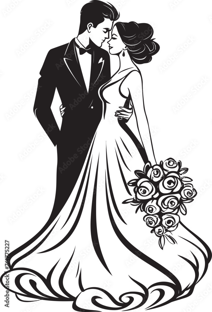 Bridal Vows Black Logo Design Vector Grooms Elegance Bride and Groom Symbolic Icon
