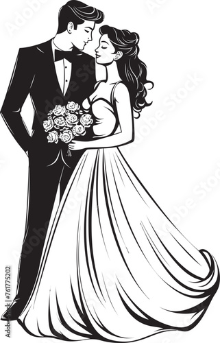 Eternal Affection Bride and Groom Symbolic Icon Bridal Eternity Vector Black Logo Emblem