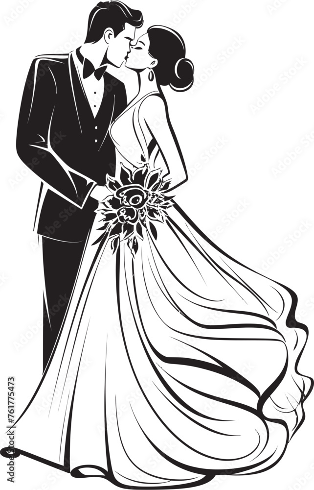 Endless Harmony Bride and Groom Symbolic Icon Eternal Unity Vector Black Logo Design Endless Harmony Bride and Groom Symbolic Icon Eternal Unity Vector Black Logo Design