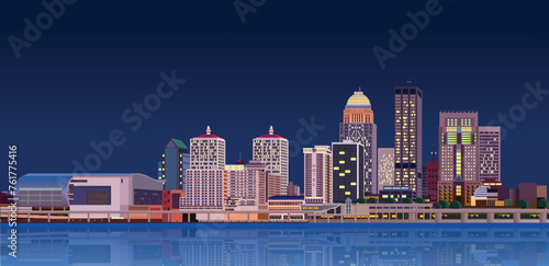 Louisville Skyline Louisville Night Skyline Vector