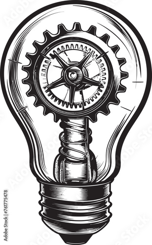 Clockwork Luminary Metal Gear Emblem Steam Powered Shine Vector Black Logo