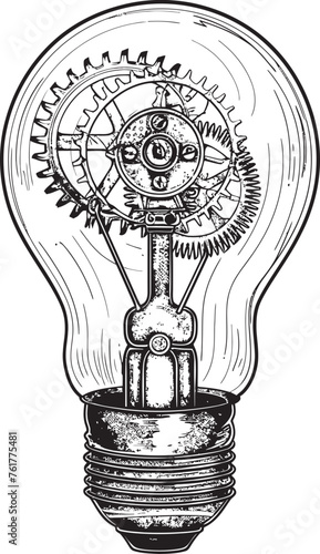 Gear driven Brilliance Steampunk Bulb Design Steam powered Luminosity Metal Gear Emblem