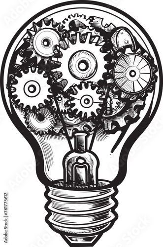 Steam powered Luminary Metal Gear Icon Gear driven Brilliance Black Logo Design