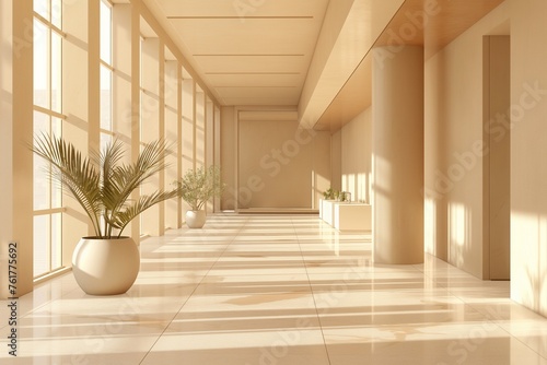 The interior of an empty office in beige colors, the interior of the empty office, interior design, interior decoration, office interior empty 