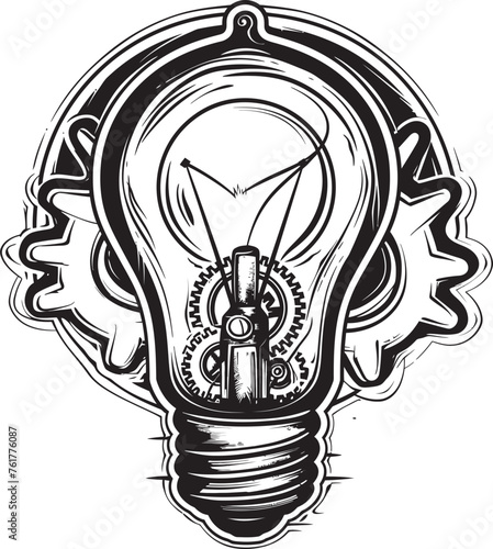 Steam powered Luminary Metal Gear Iconic Logo Vintage Voltage Black Logo Bulb Vector